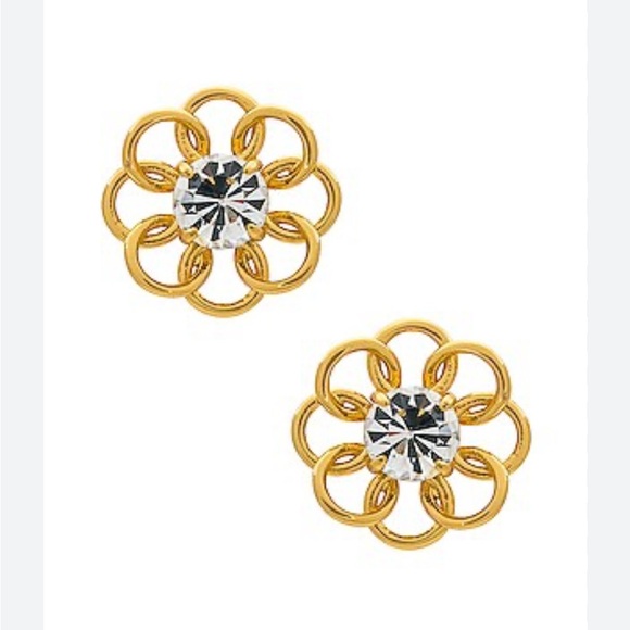 Revolve x Lele Sadoughi Marigold Floral Stud Earrings color gold new w/ dust bag - Picture 5 of 5